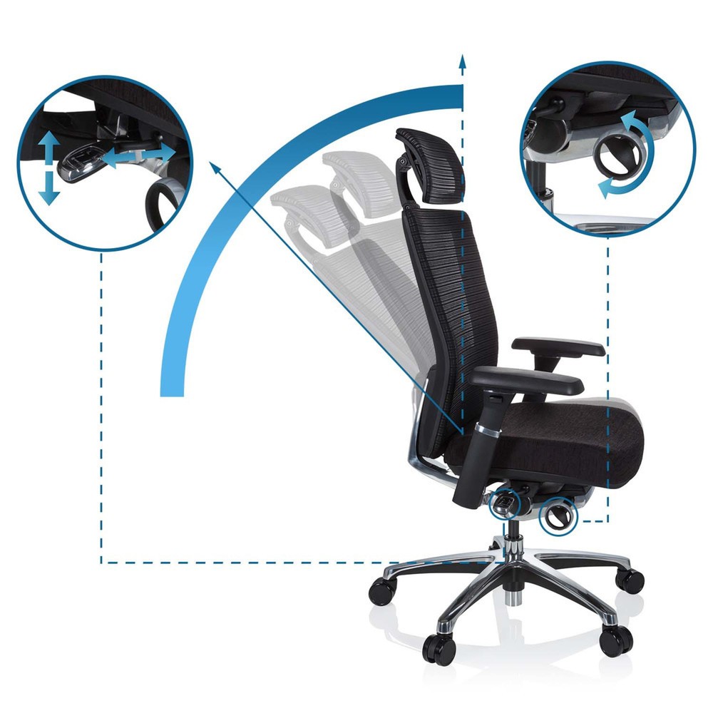 Produktabbildung Nr. 10: hjh OFFICE Bürostuhl NOVA PRO I ALU Stoff/Netzstoff, schwarz