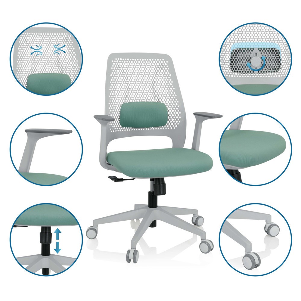 Produktabbildung Nr. 4: hjh OFFICE Bürostuhl / Drehstuhl PARFERIO W Stoff, mintgrün
