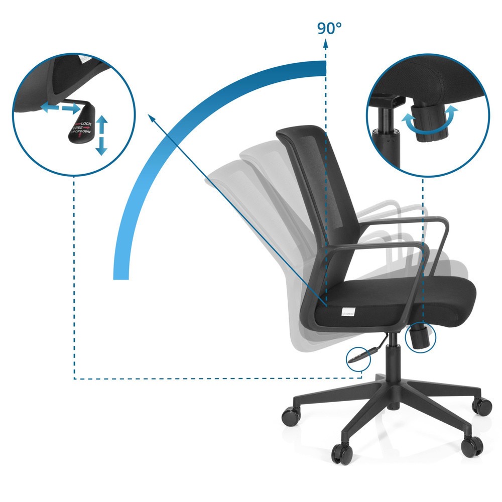 Produktabbildung Nr. 2: hjh OFFICE Bürostuhl / Drehstuhl PRESTON Netzstoff, schwarz