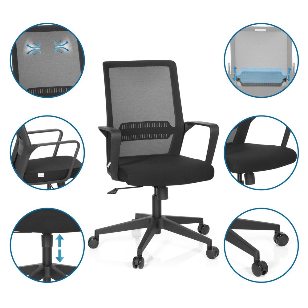 Produktabbildung Nr. 3: hjh OFFICE Bürostuhl / Drehstuhl PRESTON Netzstoff, schwarz