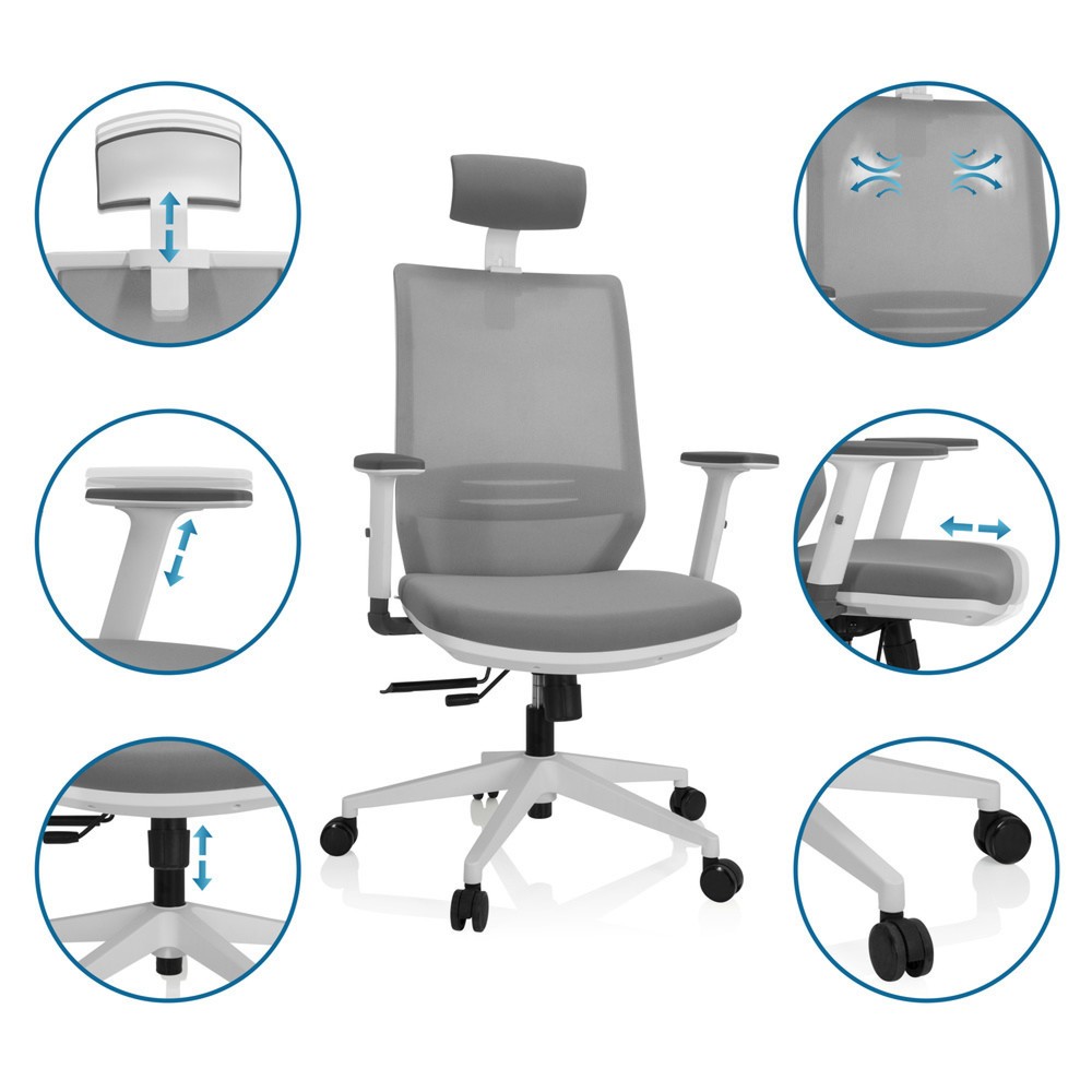 Produktabbildung Nr. 4: hjh OFFICE Bürostuhl / Drehstuhl PROFONDO PRO W Netzstoff / Stoff, grau