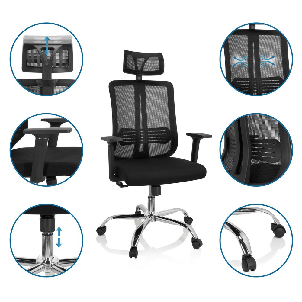 Produktabbildung Nr. 3: hjh OFFICE Bürostuhl / Drehstuhl ZH 200 Netzstoff, schwarz