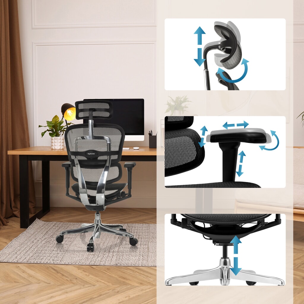 hjh OFFICE Chefsessel ERGOHUMAN ULTRA GEN2, Netzrückenlehne, Tragkraft 120 kg, Sitzhöhe 460 - 580 mm, schwarz Produktabbildung Nr. 3: hjh OFFICE Chefsessel ERGOHUMAN ULTRA GEN2, Netzrückenlehne, Tragkraft 120 kg, Sitzhöhe 460 - 580 mm, schwarz