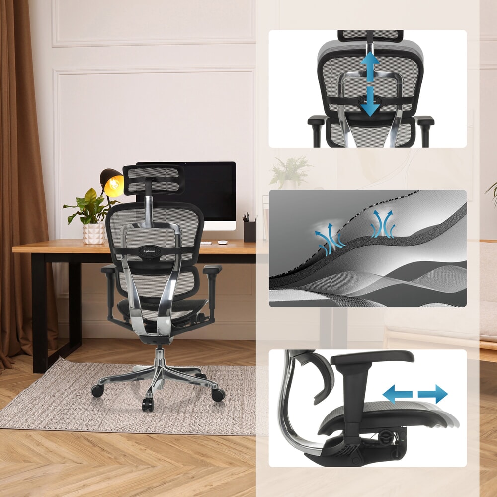 Produktabbildung Nr. 4: hjh OFFICE Chefsessel ERGOHUMAN ULTRA GEN2, Netzrückenlehne, Tragkraft 120 kg, Sitzhöhe 460 - 580 mm, schwarz