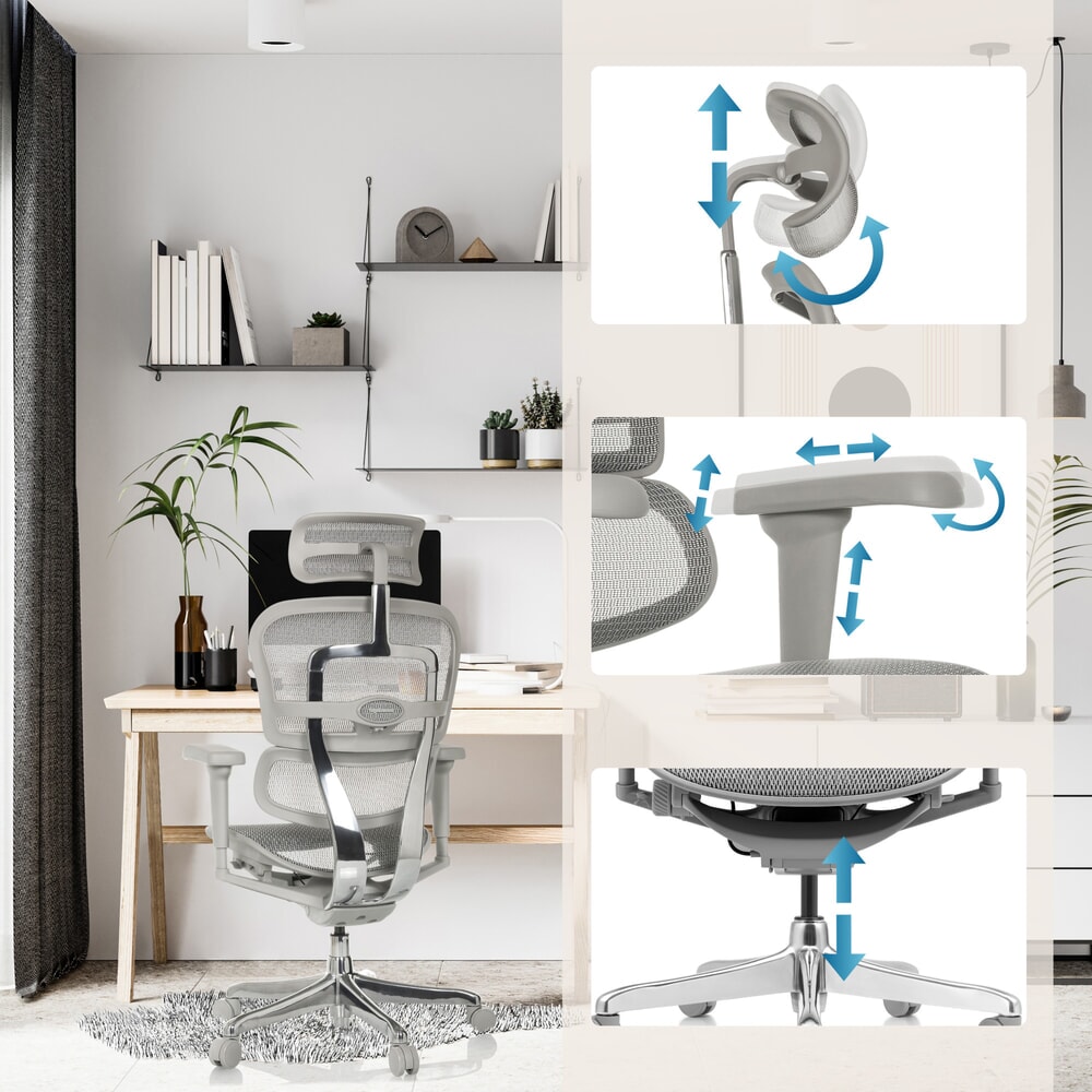 Produktabbildung Nr. 3: hjh OFFICE Chefsessel ERGOHUMAN ULTRA G GEN2, Netzrückenlehne, Tragkraft 120 kg, Sitzhöhe 460 - 580 mm, grau