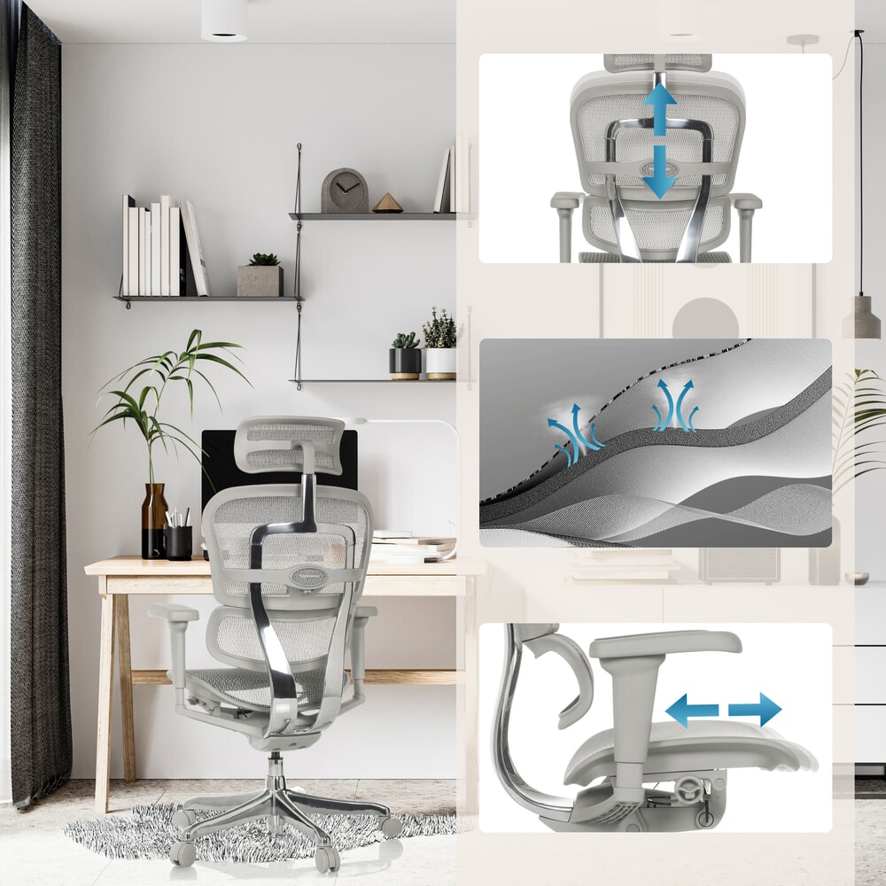 Produktabbildung Nr. 4: hjh OFFICE Chefsessel ERGOHUMAN ULTRA G GEN2, Netzrückenlehne, Tragkraft 120 kg, Sitzhöhe 460 - 580 mm, grau