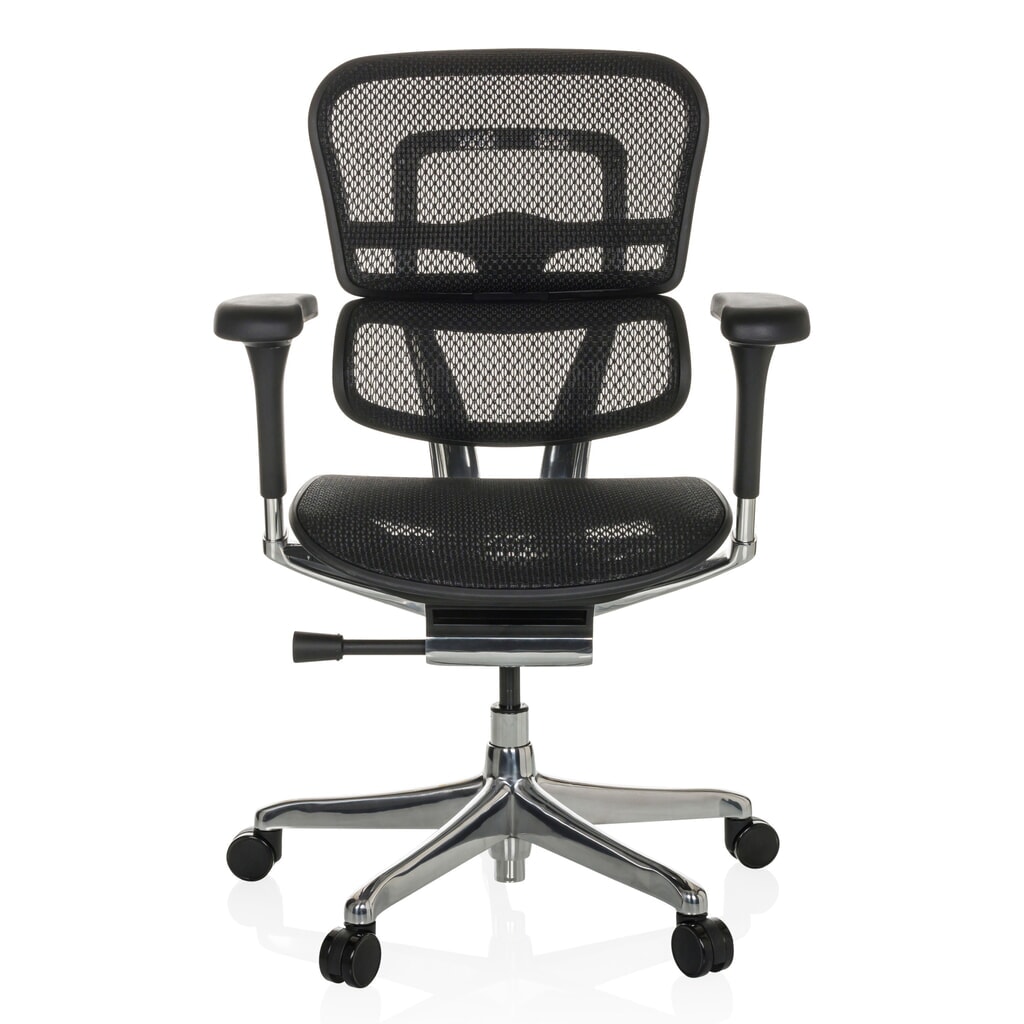 hjh OFFICE Chefsessel ERGOHUMAN BASE GEN2, Tragkraft 150 kg, Netzstoff, Sitzhöhe 470 - 580 mm, schwarz, ohne Kopfstütze Produktabbildung: hjh OFFICE Chefsessel ERGOHUMAN BASE GEN2, Tragkraft 150 kg, Netzstoff, Sitzhöhe 470 - 580 mm, schwarz, ohne Kopfstütze