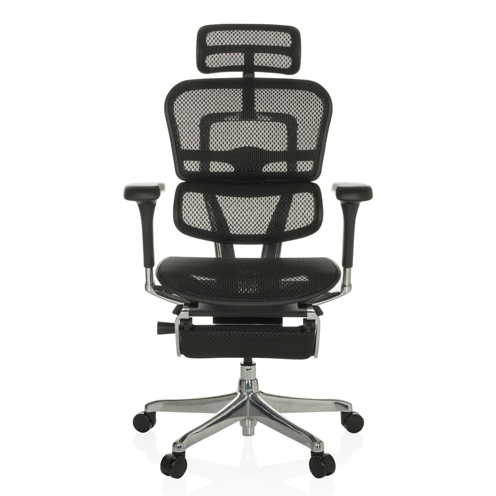 hjh OFFICE Chefsessel ERGOHUMAN PLUS LEGPRO GEN2, Tragkraft 150 kg, mit Beinablage, Netzstoff, Sitzhöhe 480 - 580 mm, schwarz Produktabbildung: hjh OFFICE Chefsessel ERGOHUMAN PLUS LEGPRO GEN2, Tragkraft 150 kg, mit Beinablage, Netzstoff, Sitzhöhe 480 - 580 mm, schwarz