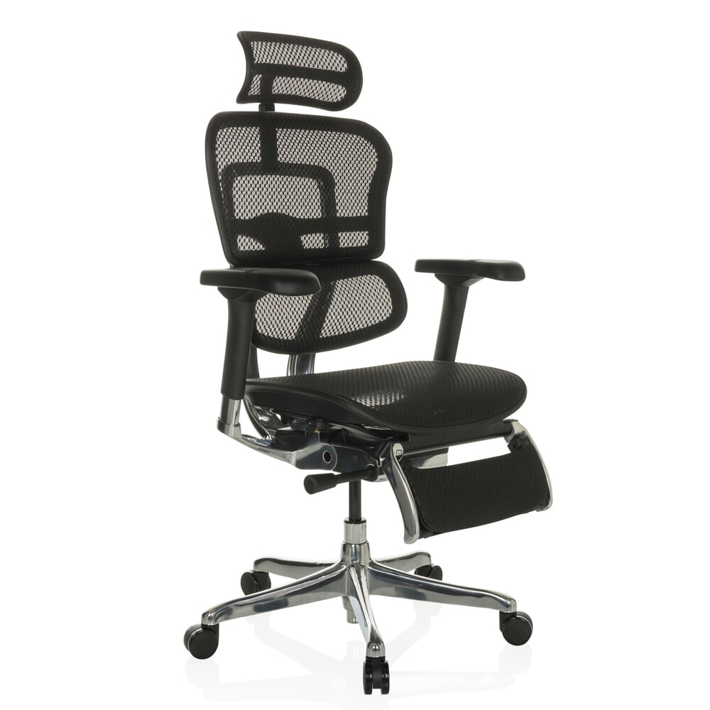 Produktabbildung Nr. 6: hjh OFFICE Chefsessel ERGOHUMAN PLUS LEGPRO GEN2, Tragkraft 150 kg, mit Beinablage, Netzstoff, Sitzhöhe 480 - 580 mm, schwarz