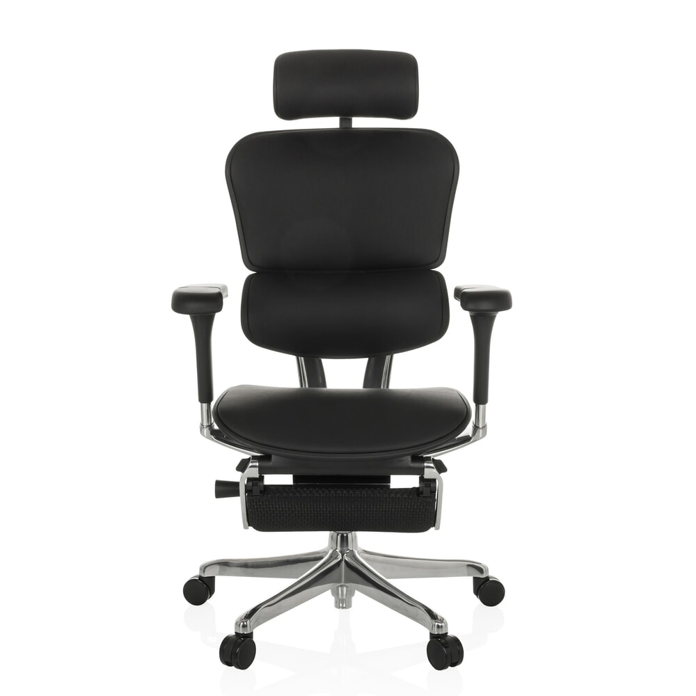 Produktabbildung: hjh OFFICE Chefsessel ERGOHUMAN PLUS LEGPRO GEN2, Tragkraft 150 kg, mit Beinablage, Leder, Sitzhöhe 450 - 560 mm, schwarz