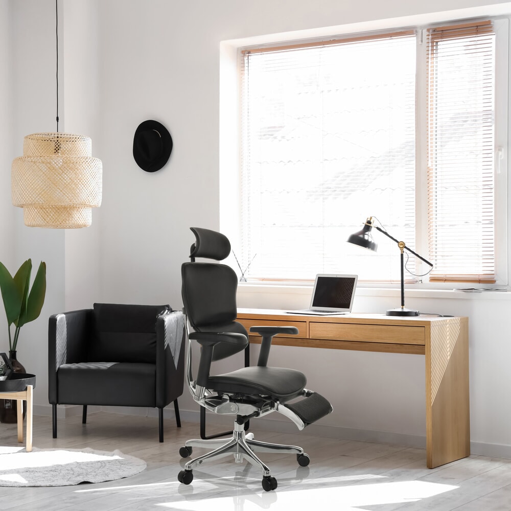 Produktabbildung Nr. 5: hjh OFFICE Chefsessel ERGOHUMAN PLUS LEGPRO GEN2, Tragkraft 150 kg, mit Beinablage, Leder, Sitzhöhe 450 - 560 mm, schwarz