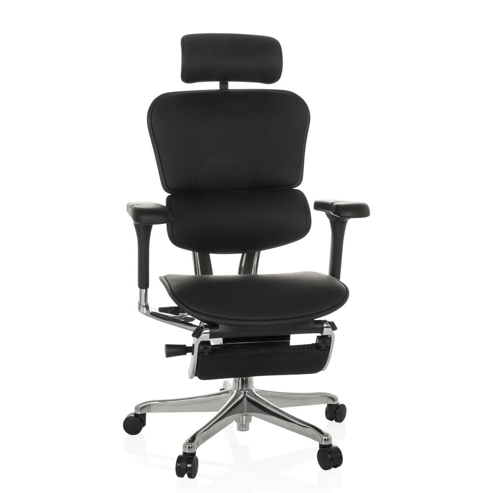 Produktabbildung Nr. 6: hjh OFFICE Chefsessel ERGOHUMAN PLUS LEGPRO GEN2, Tragkraft 150 kg, mit Beinablage, Leder, Sitzhöhe 450 - 560 mm, schwarz
