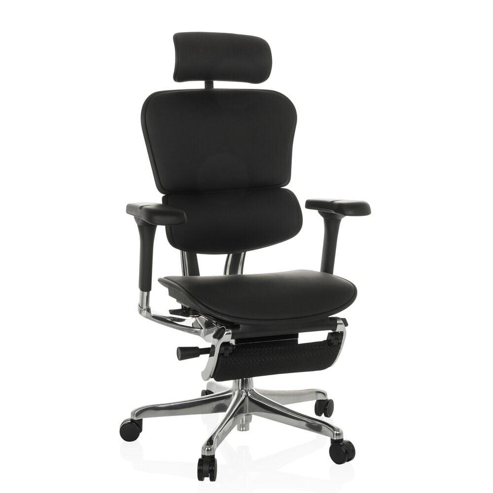Produktabbildung Nr. 7: hjh OFFICE Chefsessel ERGOHUMAN PLUS LEGPRO GEN2, Tragkraft 150 kg, mit Beinablage, Leder, Sitzhöhe 450 - 560 mm, schwarz