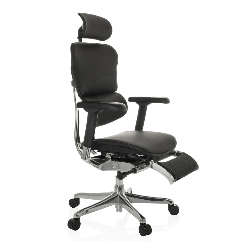Produktabbildung Nr. 9: hjh OFFICE Chefsessel ERGOHUMAN PLUS LEGPRO GEN2, Tragkraft 150 kg, mit Beinablage, Leder, Sitzhöhe 450 - 560 mm, schwarz