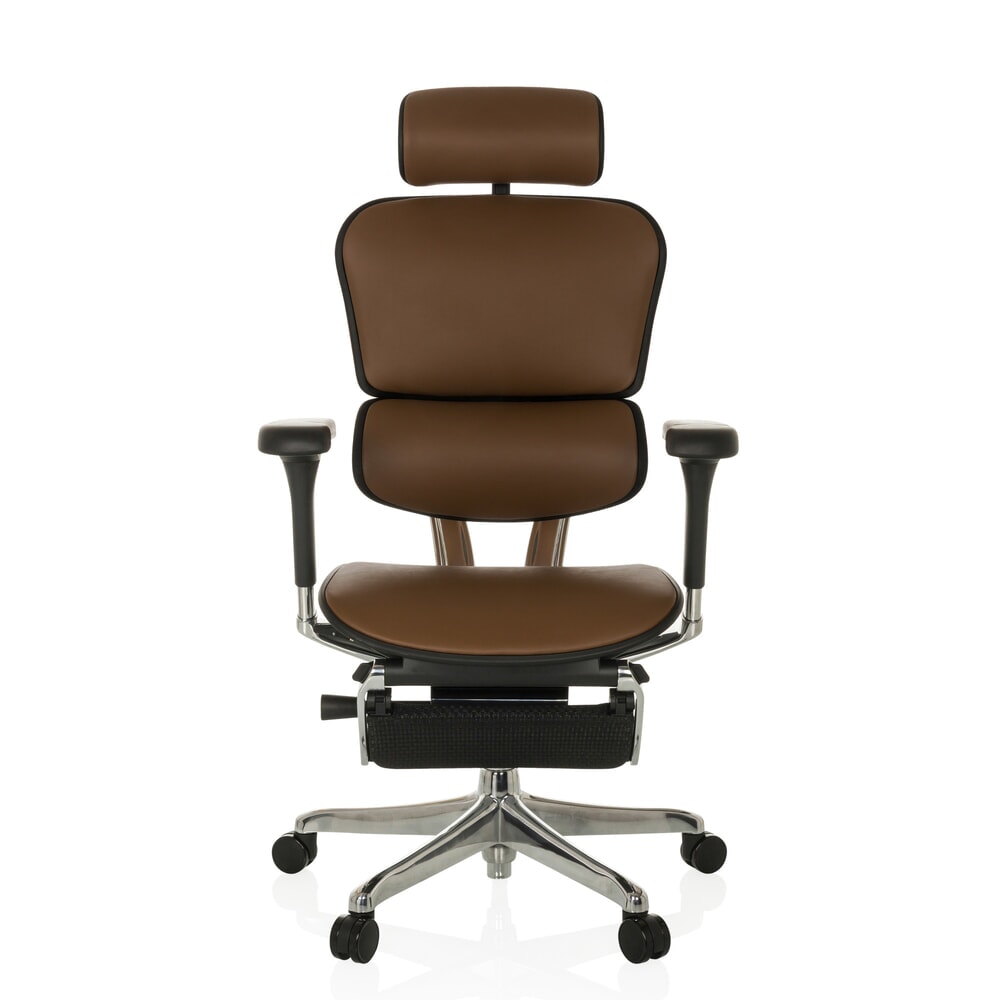 Produktabbildung Nr. 1: hjh OFFICE Chefsessel ERGOHUMAN PLUS LEGPRO GEN2, Tragkraft 150 kg, mit Beinablage, Leder, Sitzhöhe 450 - 560 mm, braun