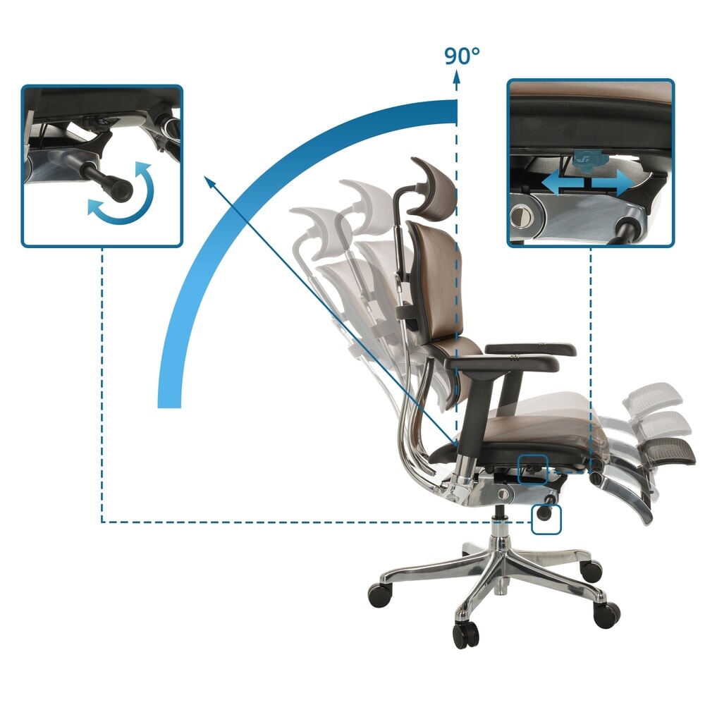 Produktabbildung Nr. 2: hjh OFFICE Chefsessel ERGOHUMAN PLUS LEGPRO GEN2, Tragkraft 150 kg, mit Beinablage, Leder, Sitzhöhe 450 - 560 mm, braun