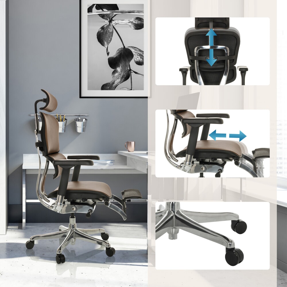 Produktabbildung Nr. 4: hjh OFFICE Chefsessel ERGOHUMAN PLUS LEGPRO GEN2, Tragkraft 150 kg, mit Beinablage, Leder, Sitzhöhe 450 - 560 mm, braun