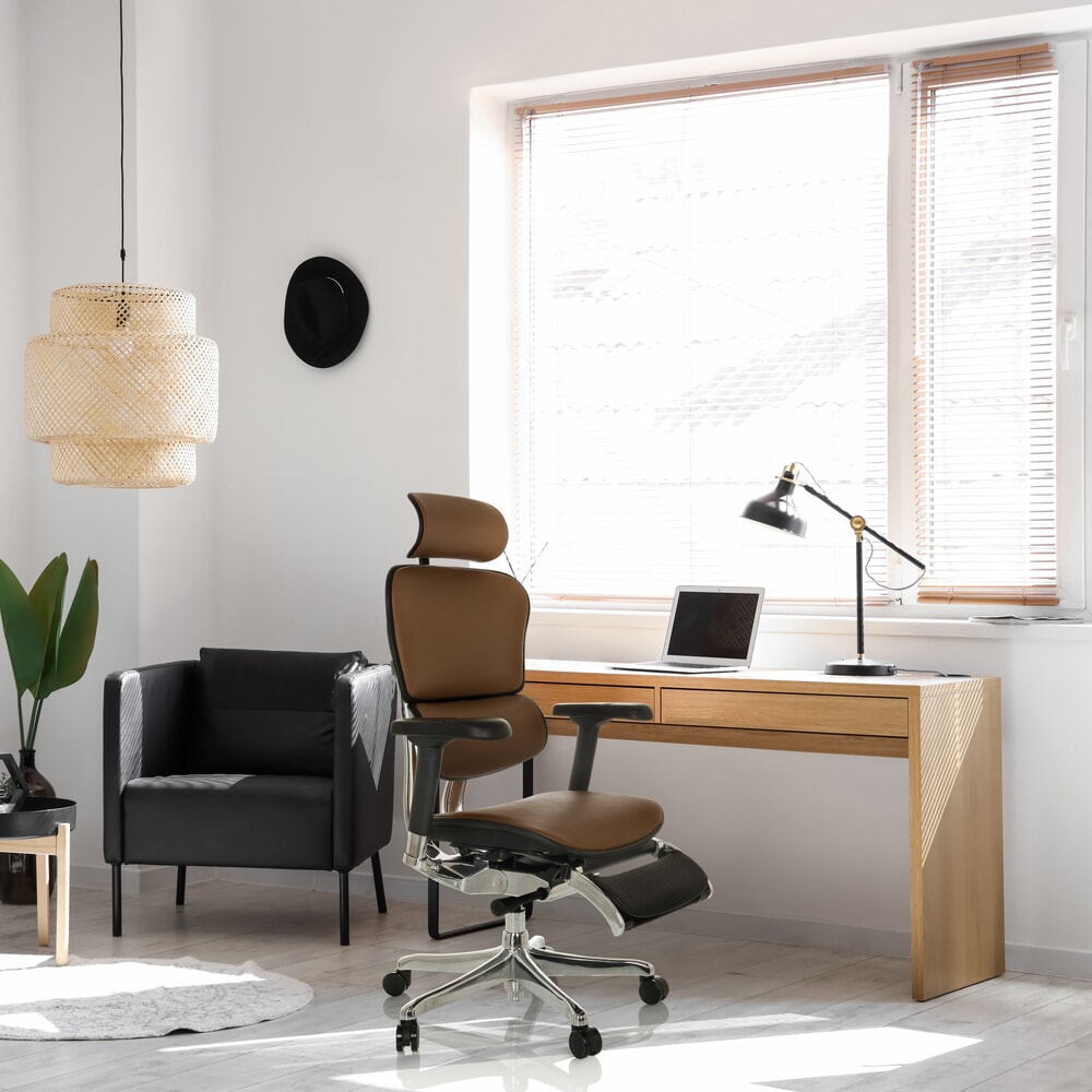 Produktabbildung Nr. 5: hjh OFFICE Chefsessel ERGOHUMAN PLUS LEGPRO GEN2, Tragkraft 150 kg, mit Beinablage, Leder, Sitzhöhe 450 - 560 mm, braun