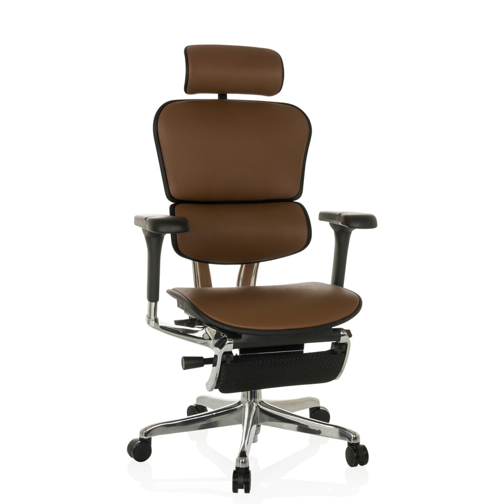 Produktabbildung Nr. 6: hjh OFFICE Chefsessel ERGOHUMAN PLUS LEGPRO GEN2, Tragkraft 150 kg, mit Beinablage, Leder, Sitzhöhe 450 - 560 mm, braun