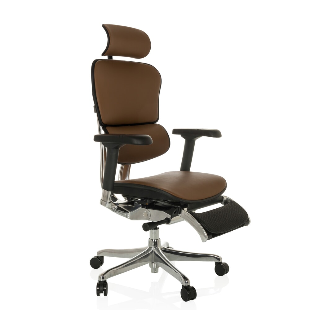 Produktabbildung Nr. 8: hjh OFFICE Chefsessel ERGOHUMAN PLUS LEGPRO GEN2, Tragkraft 150 kg, mit Beinablage, Leder, Sitzhöhe 450 - 560 mm, braun