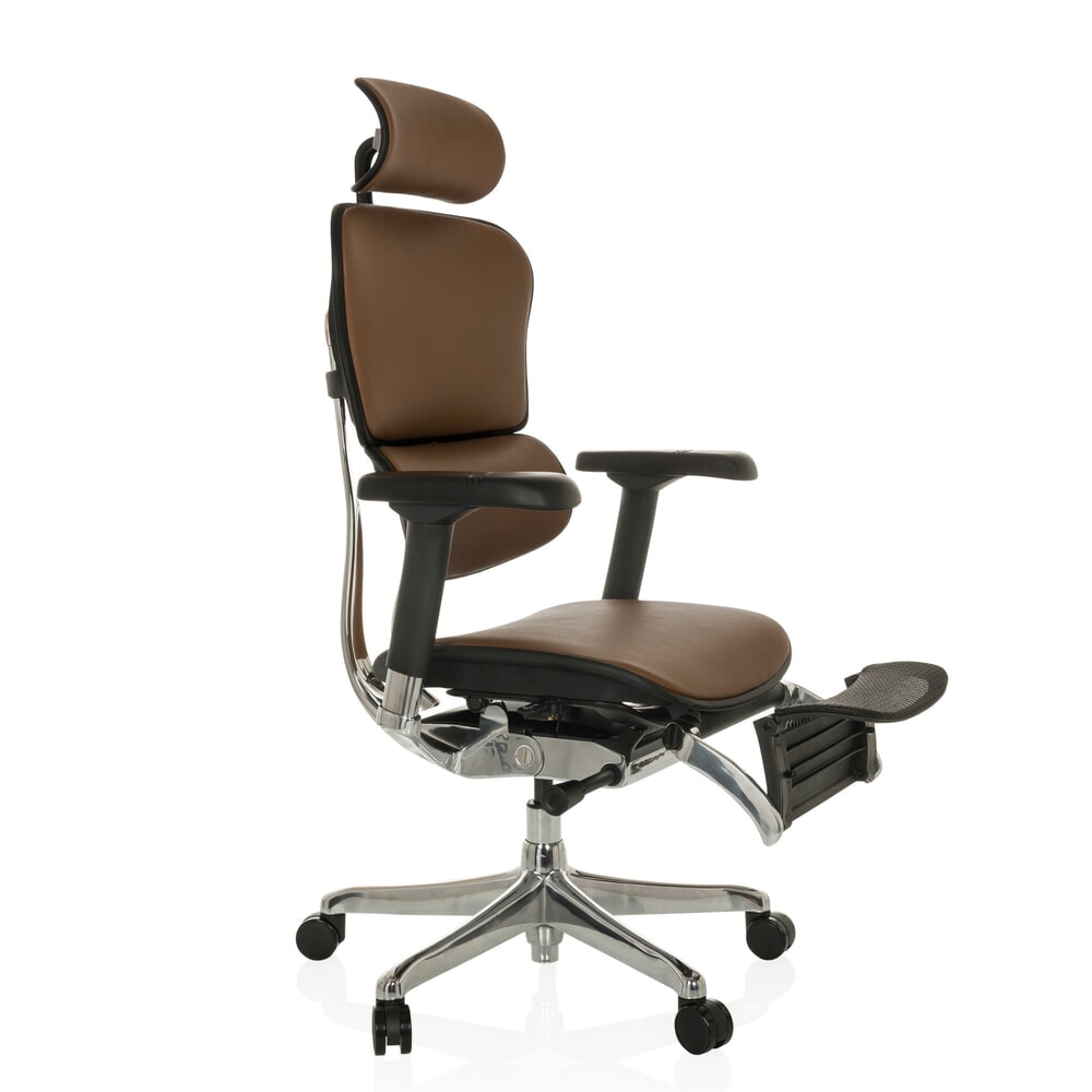 Produktabbildung Nr. 9: hjh OFFICE Chefsessel ERGOHUMAN PLUS LEGPRO GEN2, Tragkraft 150 kg, mit Beinablage, Leder, Sitzhöhe 450 - 560 mm, braun