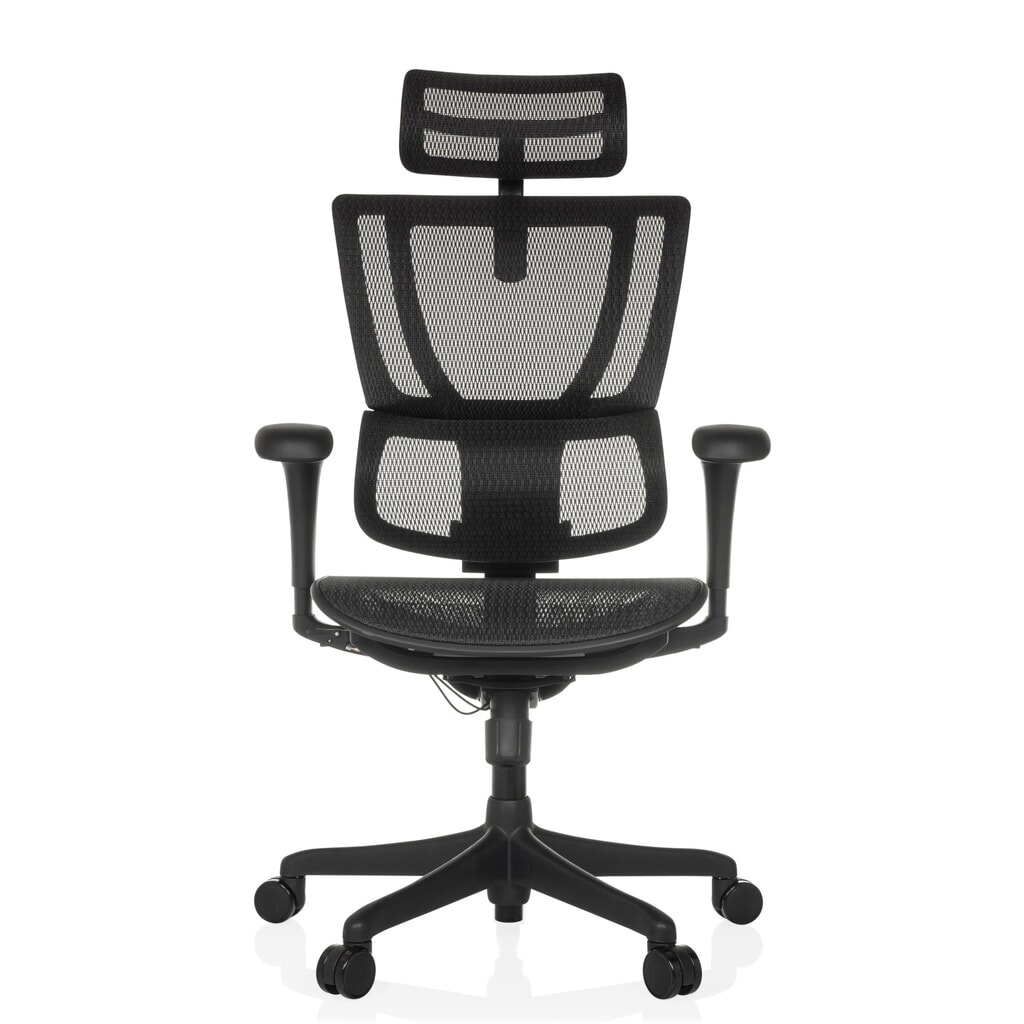 hjh OFFICE Chefsessel ERGOHUMAN SLIM ECO M GEN2, mit flexibler Rückenlehne, Tragkraft 120 kg, Höhe 1120 - 1340 mm, Netzstoffsitz, schwarz Produktabbildung: hjh OFFICE Chefsessel ERGOHUMAN SLIM ECO M GEN2, mit flexibler Rückenlehne, Tragkraft 120 kg, Höhe 1120 - 1340 mm, Netzstoffsitz, schwarz