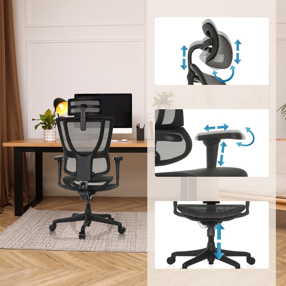 Produktabbildung Nr. 3: hjh OFFICE Chefsessel ERGOHUMAN SLIM ECO M GEN2, mit flexibler Rückenlehne, Tragkraft 120 kg, Höhe 1120 - 1340 mm, Netzstoffsitz, schwarz