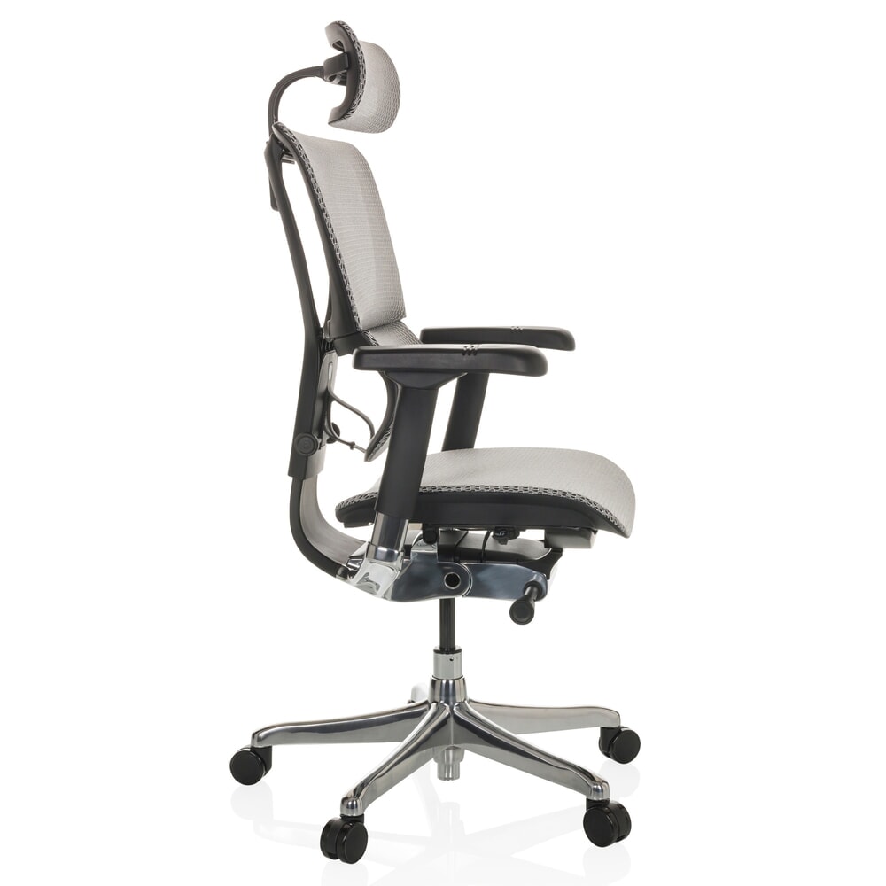Produktabbildung Nr. 9: hjh OFFICE Chefsessel ERGOHUMAN SLIM GEN2, mit flexibler Rückenlehne, Tragkraft 150 kg, hellgrau, Armlehne schwarz