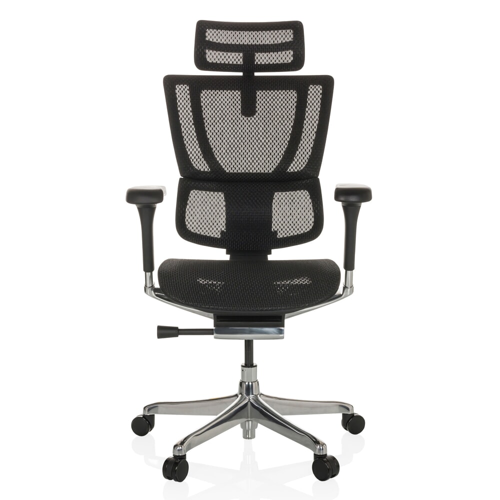 Produktabbildung: hjh OFFICE Chefsessel ERGOHUMAN SLIM GEN2, mit flexibler Rückenlehne, Tragkraft 150 kg, schwarz, Armlehne schwarz