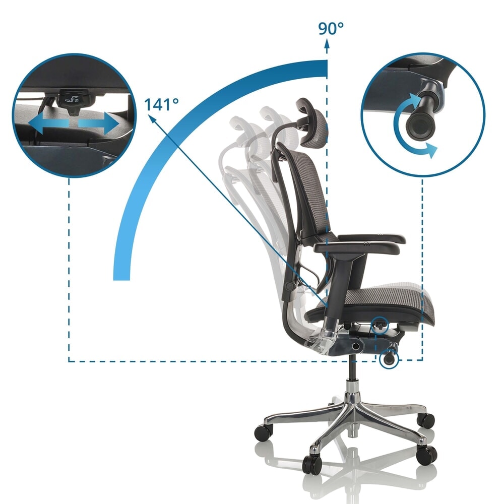 Produktabbildung Nr. 2: hjh OFFICE Chefsessel ERGOHUMAN SLIM GEN2, mit flexibler Rückenlehne, Tragkraft 150 kg, schwarz, Armlehne schwarz