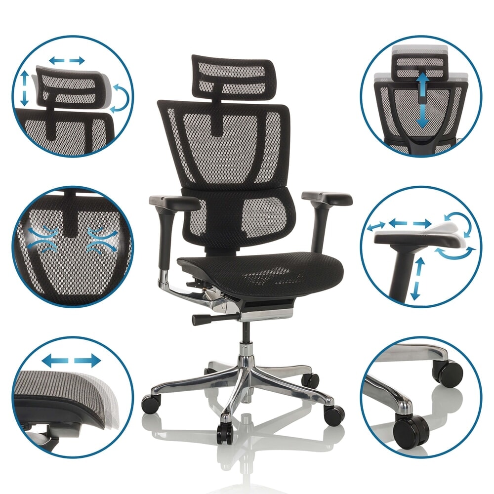 Produktabbildung Nr. 3: hjh OFFICE Chefsessel ERGOHUMAN SLIM GEN2, mit flexibler Rückenlehne, Tragkraft 150 kg, schwarz, Armlehne schwarz