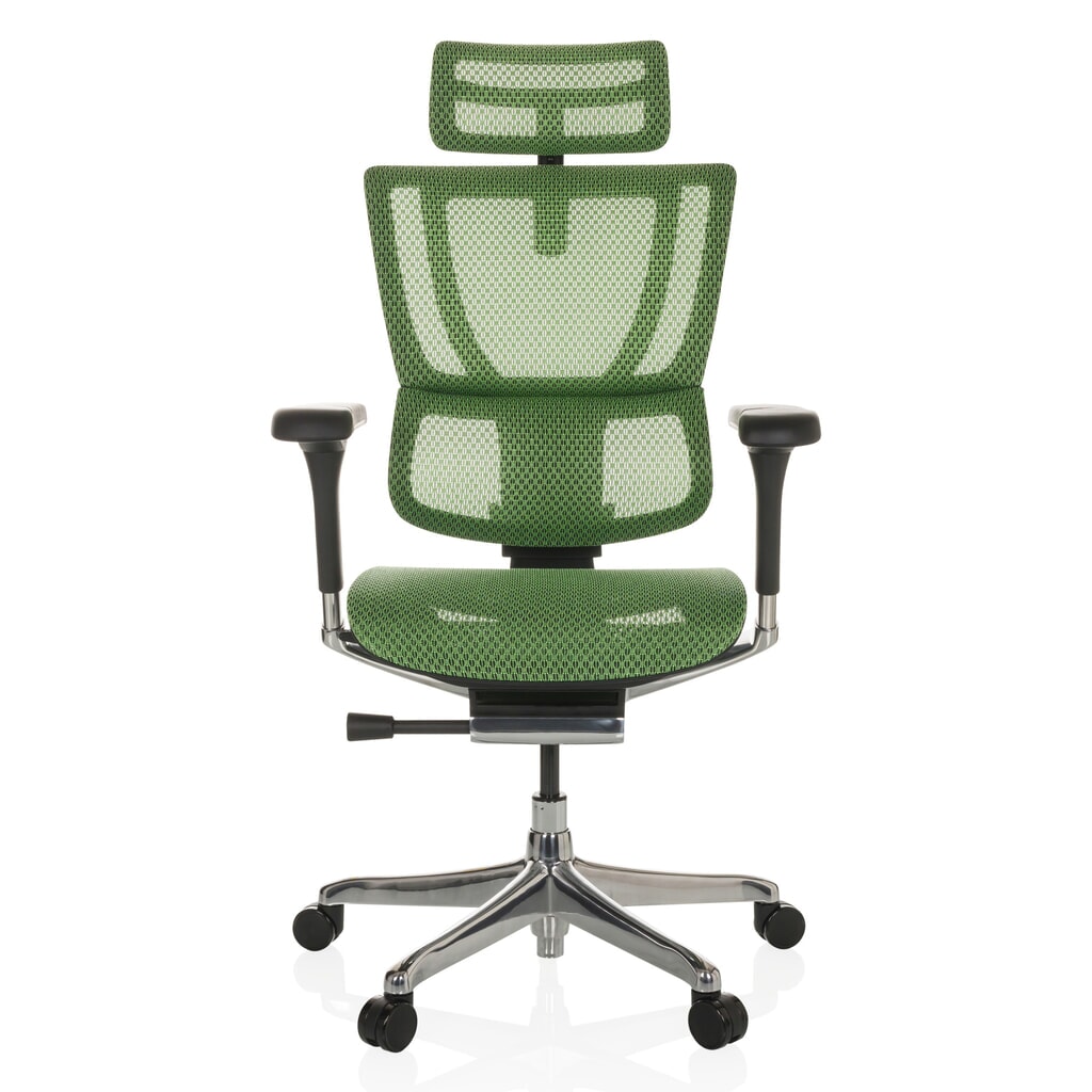 Produktabbildung: hjh OFFICE Chefsessel ERGOHUMAN SLIM GEN2, mit flexibler Rückenlehne, Tragkraft 150 kg, grün, Armlehne schwarz