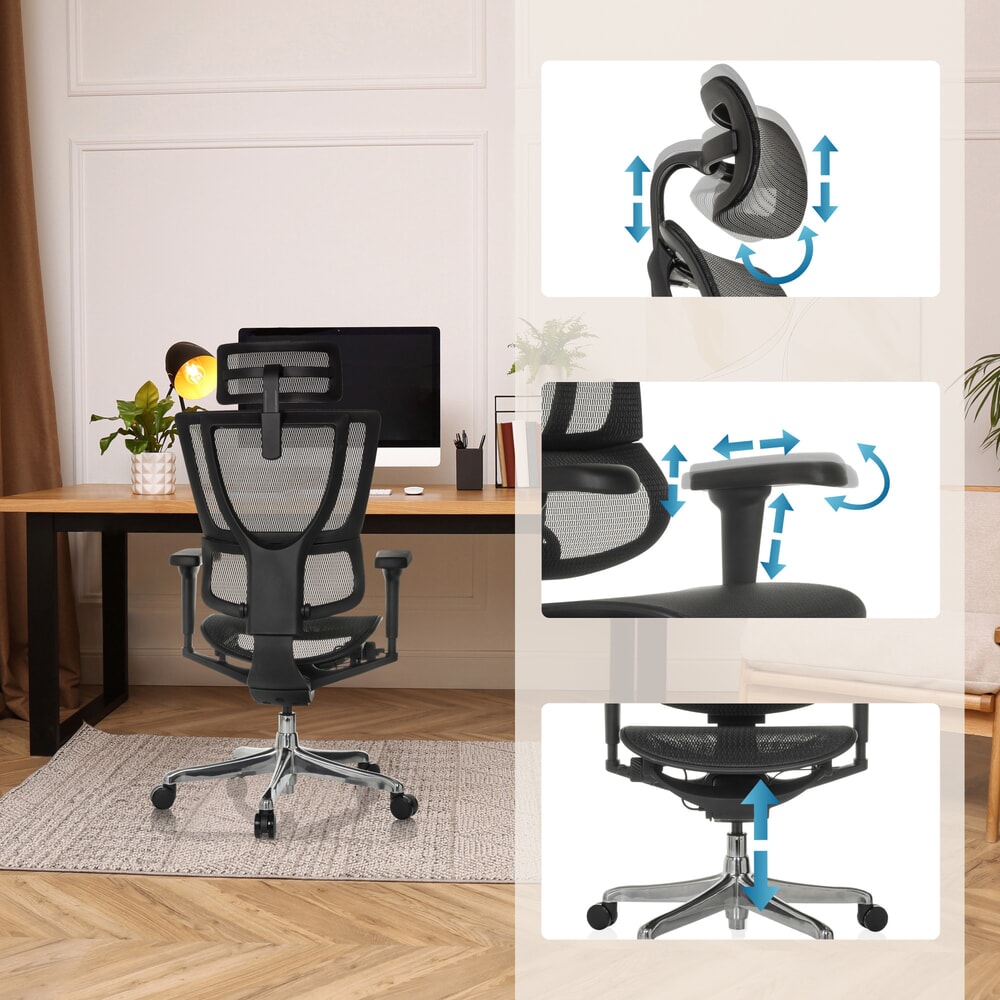 Produktabbildung Nr. 3: hjh OFFICE Chefsessel ERGOHUMAN SLIM ULTRA GEN2, mit flexibler Rückenlehne, Tragkraft 120 kg, Höhe 1160 - 1350 mm, Netzstoffsitz, schwarz