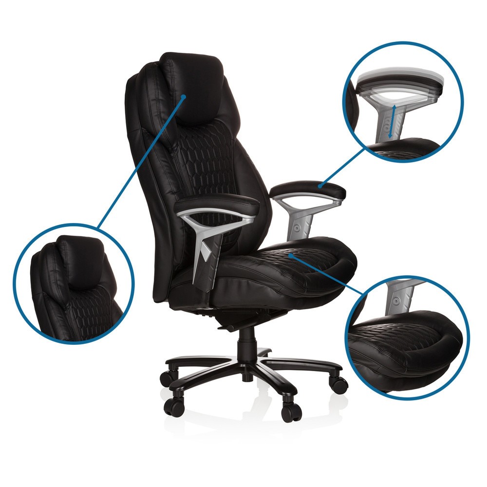 Produktabbildung Nr. 10: hjh OFFICE Chefsessel PULLMANN I Leder, schwarz