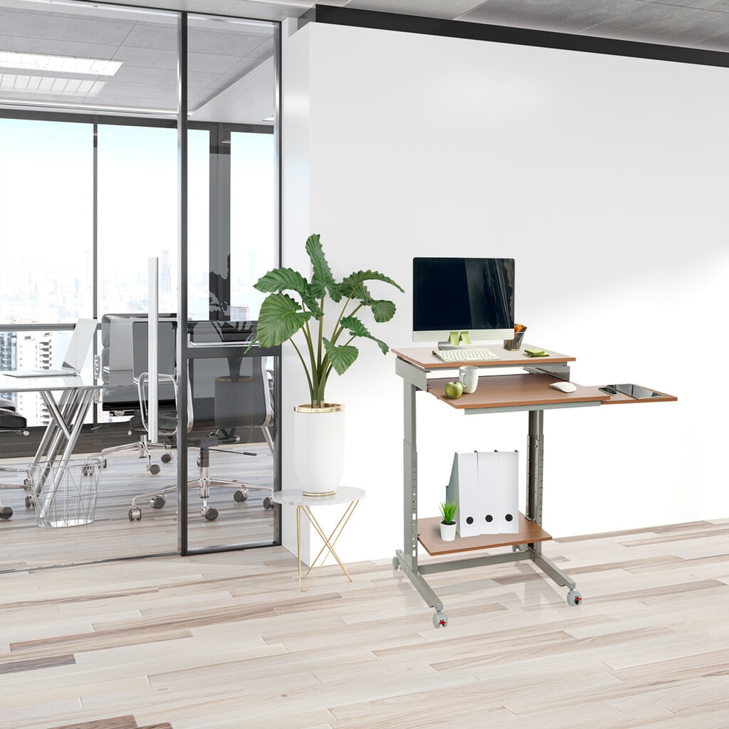 hjh OFFICE Computertisch / Schreibtisch WORKSTATION, grau / buche Produktabbildung Nr. 3: hjh OFFICE Computertisch / Schreibtisch WORKSTATION, grau / buche