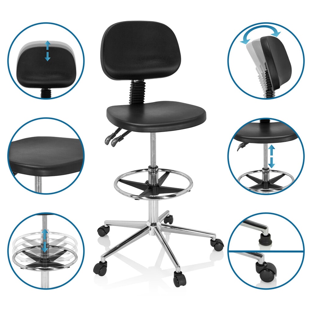 Produktabbildung Nr. 10: hjh OFFICE Ergonomischer Hocker / Arbeitsstuhl TOP WORK 24 I Hartschaum, schwarz