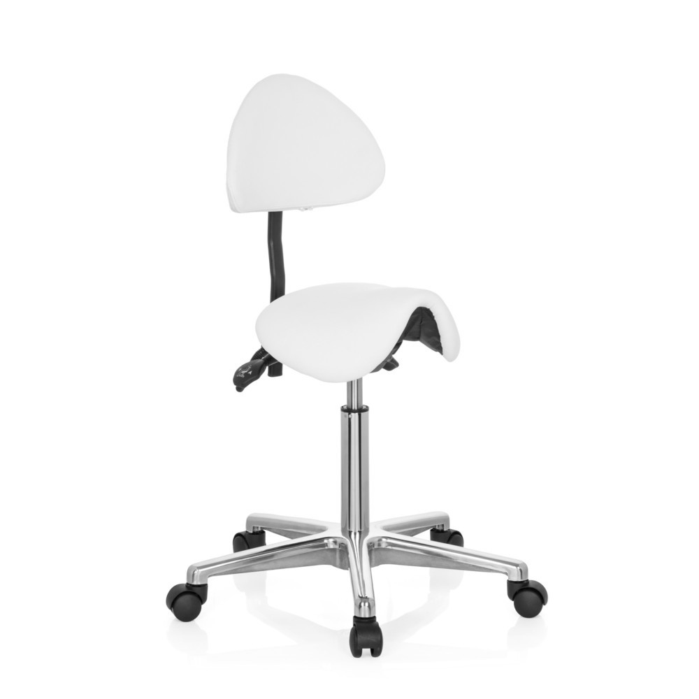 Produktabbildung Nr. 2: hjh OFFICE Hocker / Drehhocker TOP WORK 20 Kunstleder, weiß
