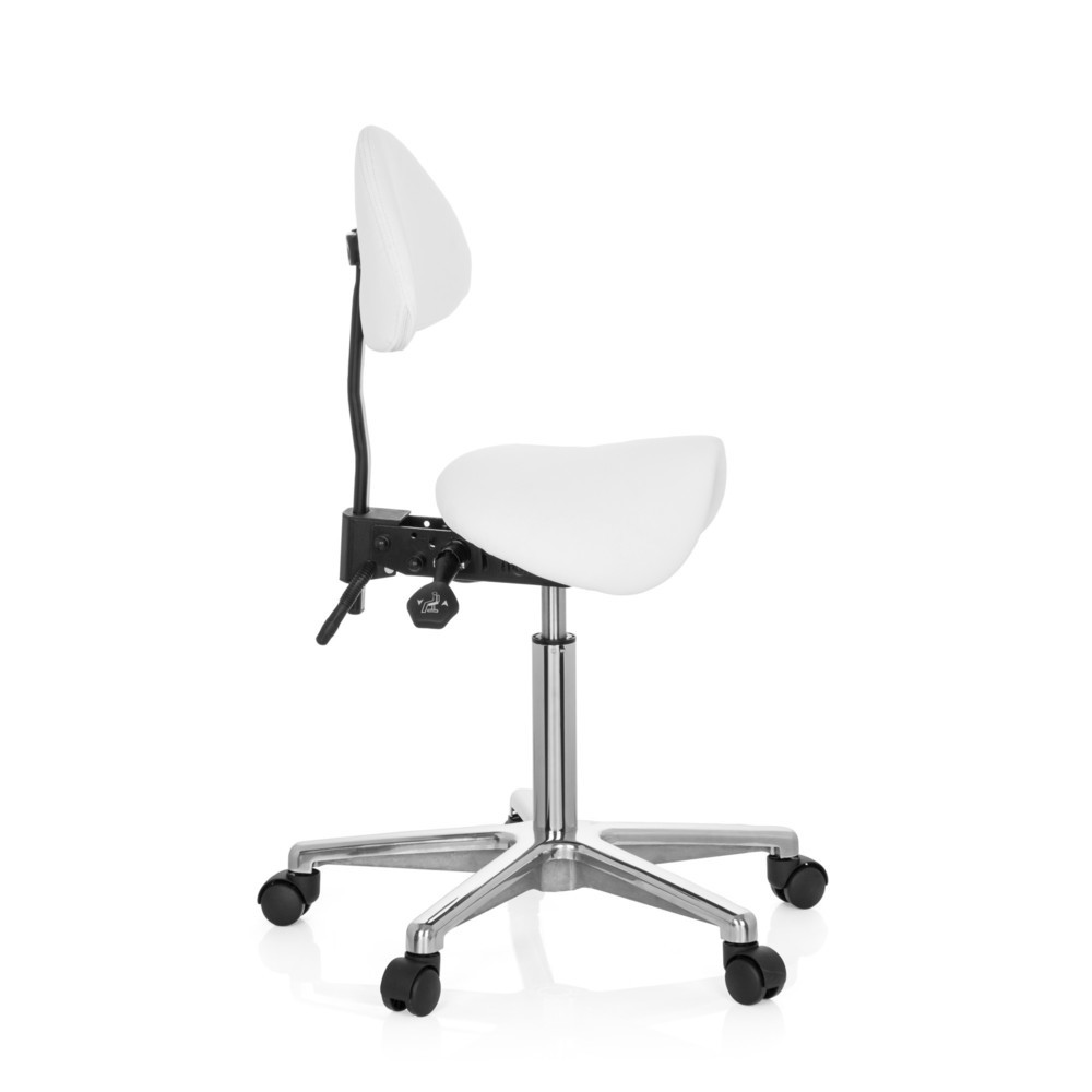 Produktabbildung Nr. 3: hjh OFFICE Hocker / Drehhocker TOP WORK 20 Kunstleder, weiß