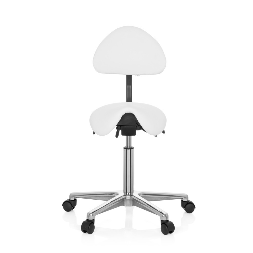 Produktabbildung: hjh OFFICE Hocker / Drehhocker TOP WORK 20 Kunstleder, weiß