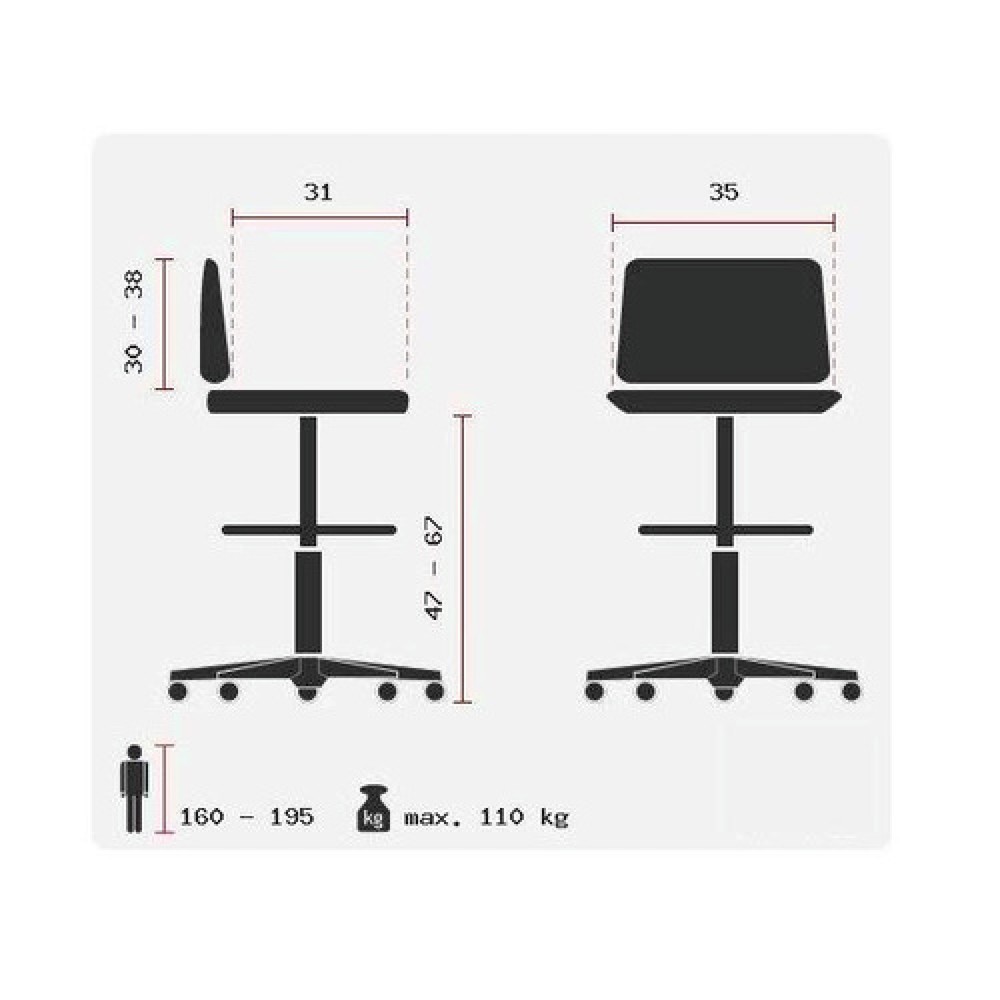 Produktabbildung Nr. 10: hjh OFFICE Hocker / Drehhocker TOP WORK 20 Kunstleder, weiß