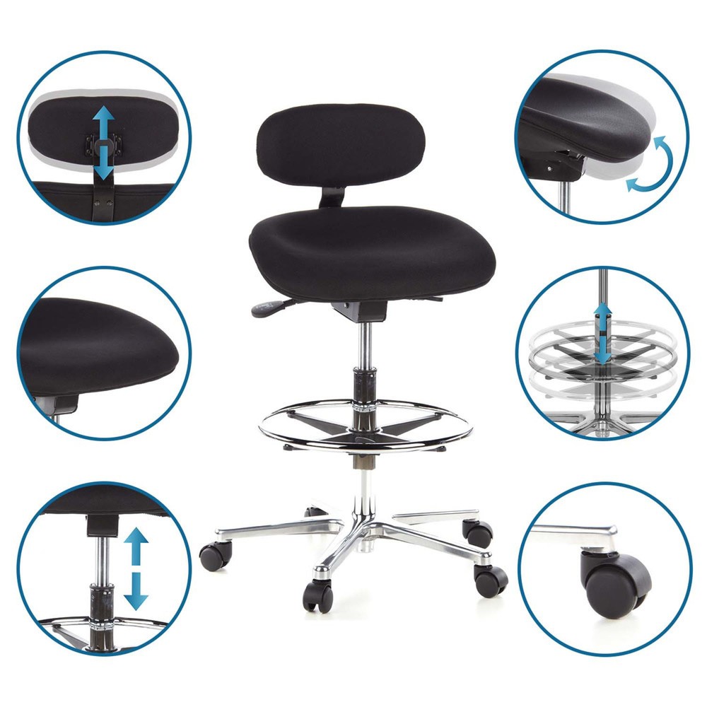 Produktabbildung Nr. 10: hjh OFFICE Hocker / Drehhocker WORK MFcStoff, schwarz