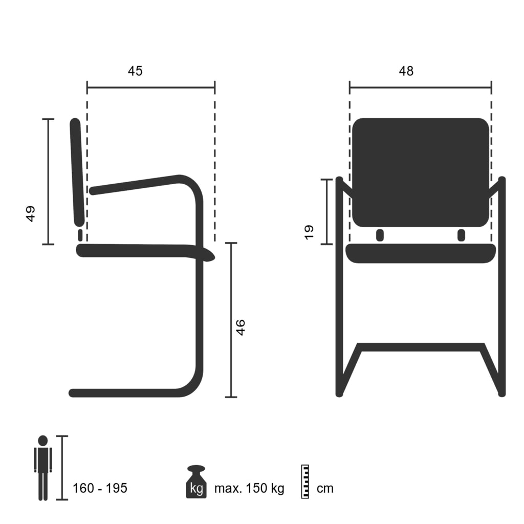 Produktabbildung Nr. 2: hjh OFFICE Konferenzstuhl / Freischwinger / INVENTOR V Stoff, schwarz / blau