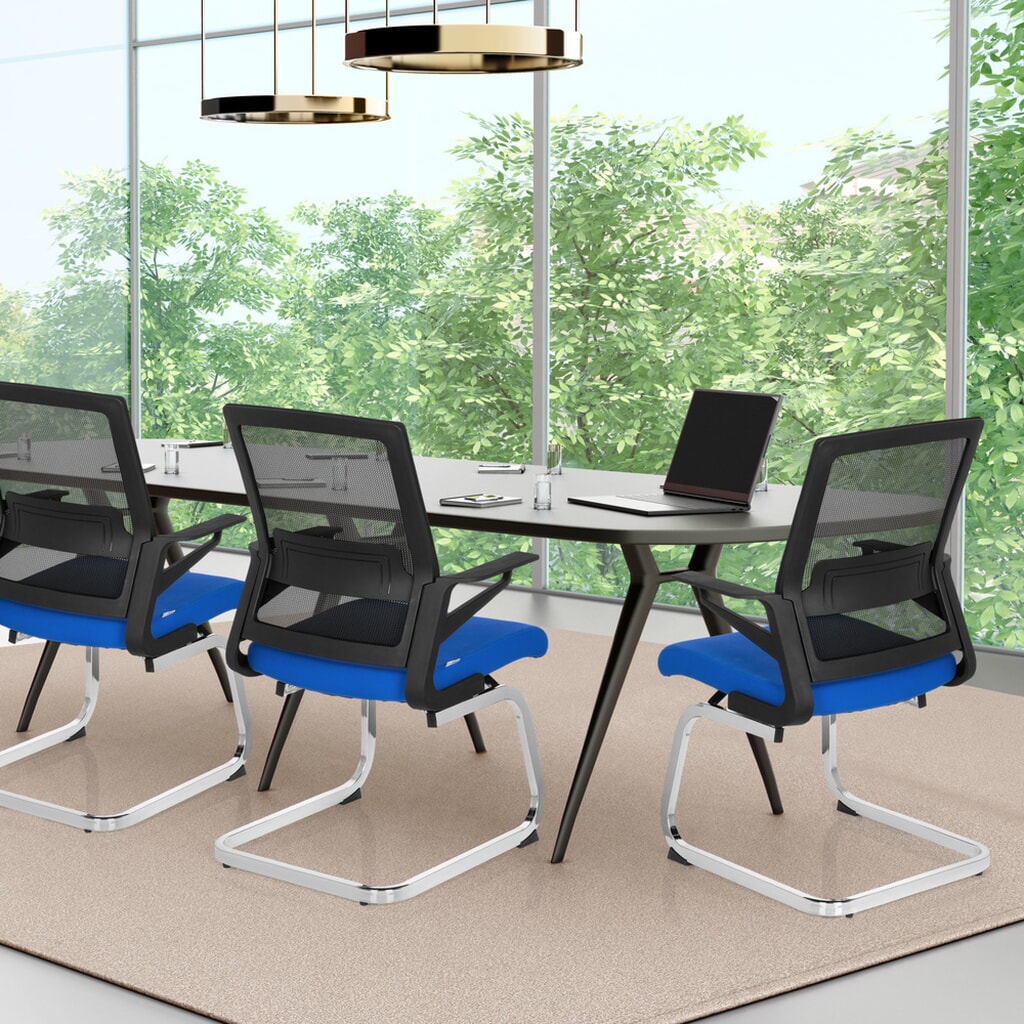 Produktabbildung Nr. 4: hjh OFFICE Konferenzstuhl / Freischwinger / INVENTOR V Stoff, schwarz / blau