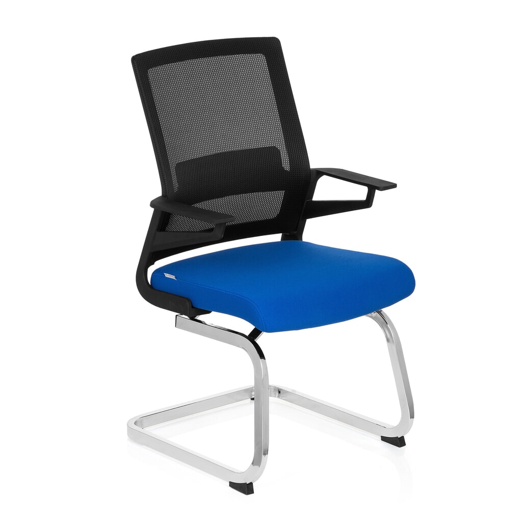 hjh OFFICE Konferenzstuhl / Freischwinger / INVENTOR V Stoff, schwarz / blau Produktabbildung Nr. 5: hjh OFFICE Konferenzstuhl / Freischwinger / INVENTOR V Stoff, schwarz / blau