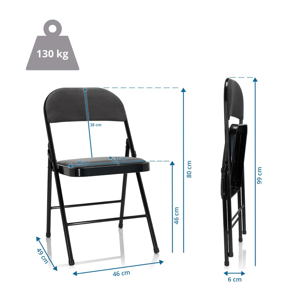 Produktabbildung Nr. 5: hjh OFFICE Konferenzstuhl / Besucherstuhl / Klappstuhl TUDELA I Samt, dunkelgrau