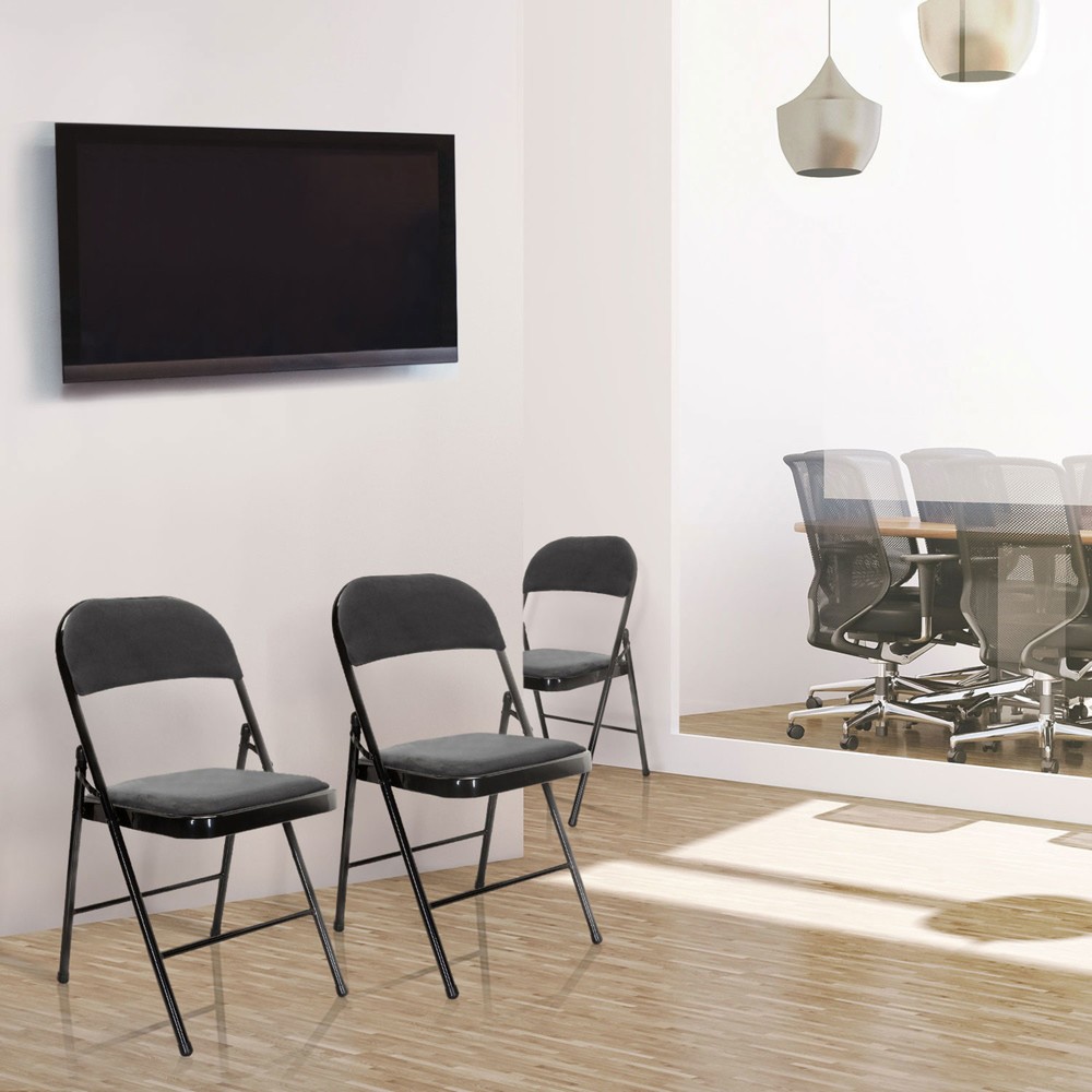 Produktabbildung Nr. 8: hjh OFFICE Konferenzstuhl / Besucherstuhl / Klappstuhl TUDELA I Samt, dunkelgrau