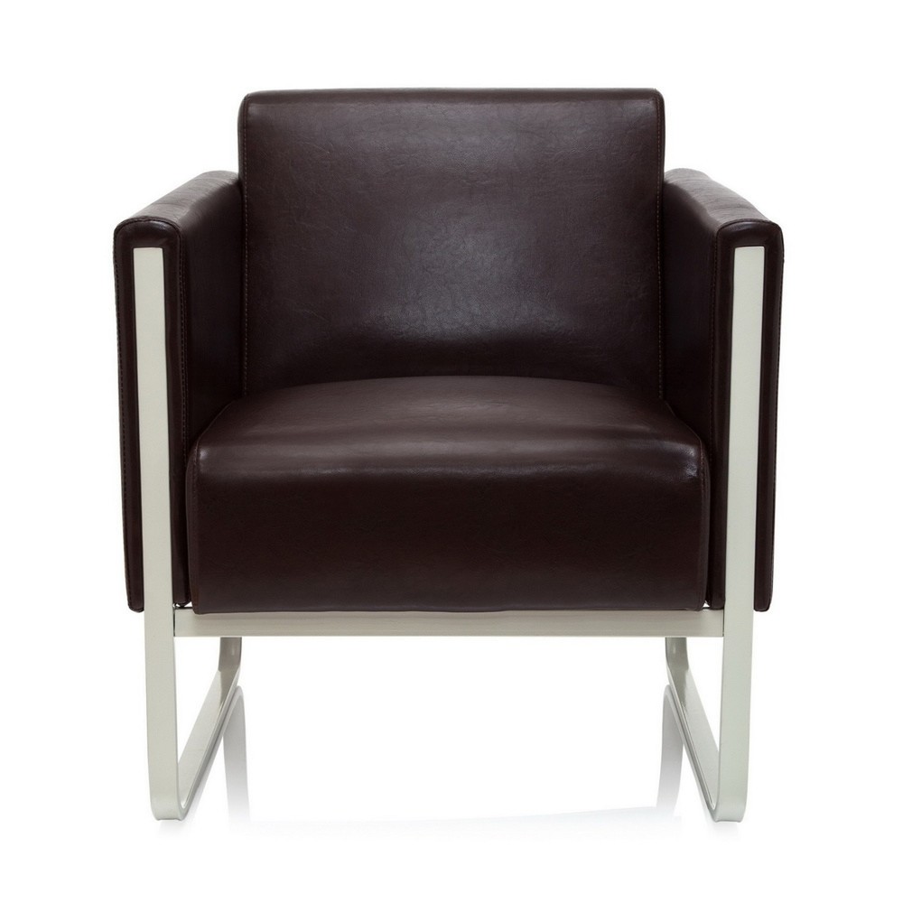 Produktabbildung Nr. 1: hjh OFFICE Loungesessel ARUBA Gestell lichtgrau Kunstleder, 1-Sitzer, braun