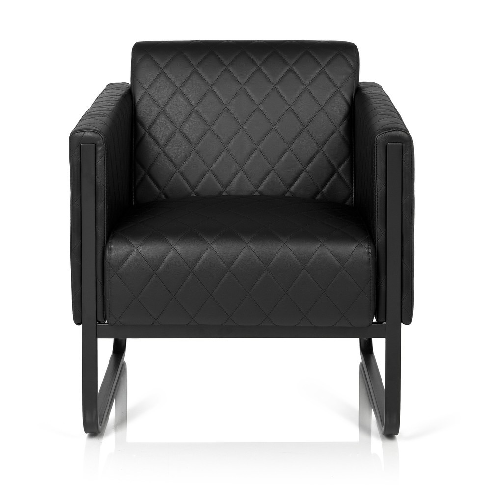 Produktabbildung: hjh OFFICE Loungesessel ARUBA BLACK Gestell schwarz Kunstleder, 1-Sitzer, schwarz