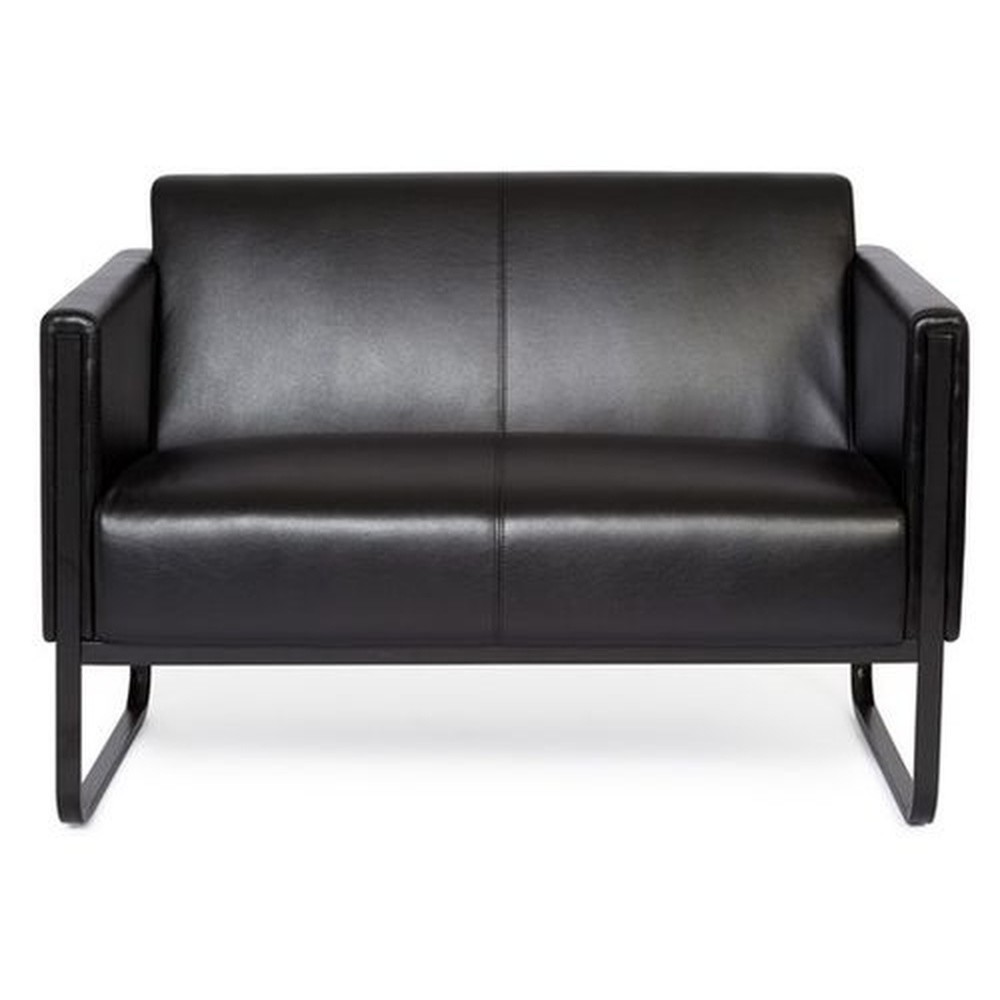 Produktabbildung Nr. 1: hjh OFFICE Loungesofa BALI BLACK Gestell schwarz Kunstleder glatt, 2-Sitzer, schwarz