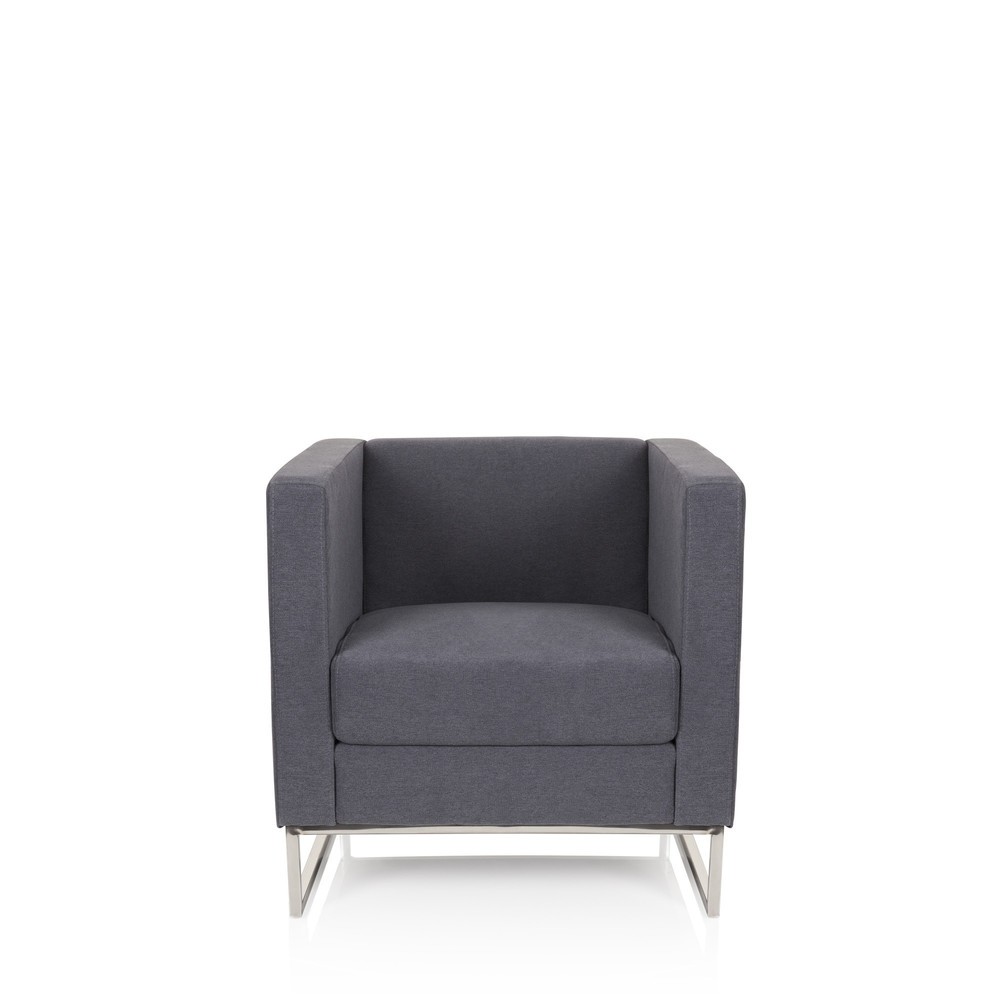Produktabbildung Nr. 1: hjh OFFICE Loungesessel BARBADOS Gestell Edelstahl Stoff, 1-Sitzer, dunkelgrau